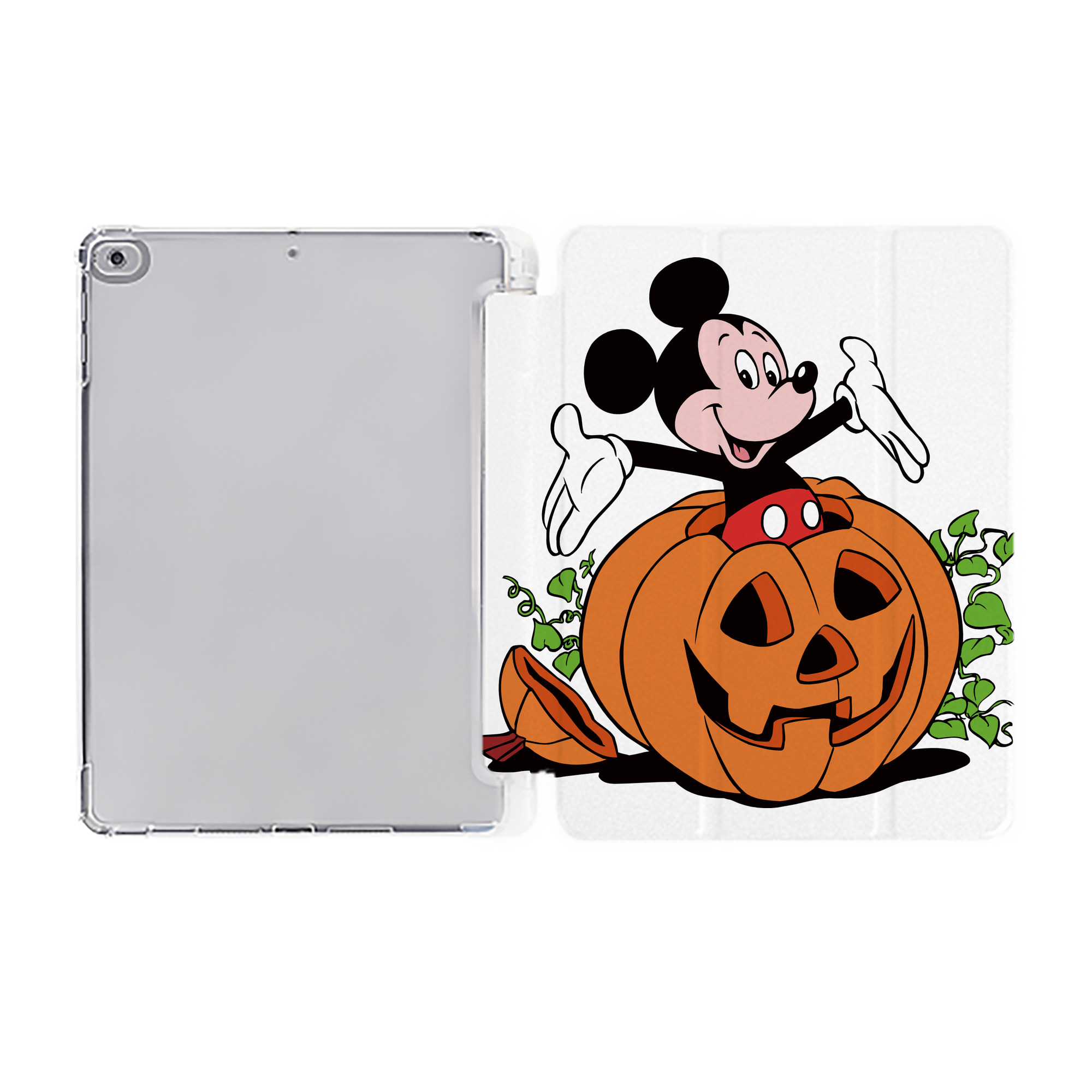 ミッキーマウス Mickey Mouse IPad ケース ペン収納付き 三つ折りスタンド PUレザー×シリコン 対応機種9.5/10.5/10.9インチ